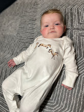 Load image into Gallery viewer, Jumping pony organic cotton sleepsuit
